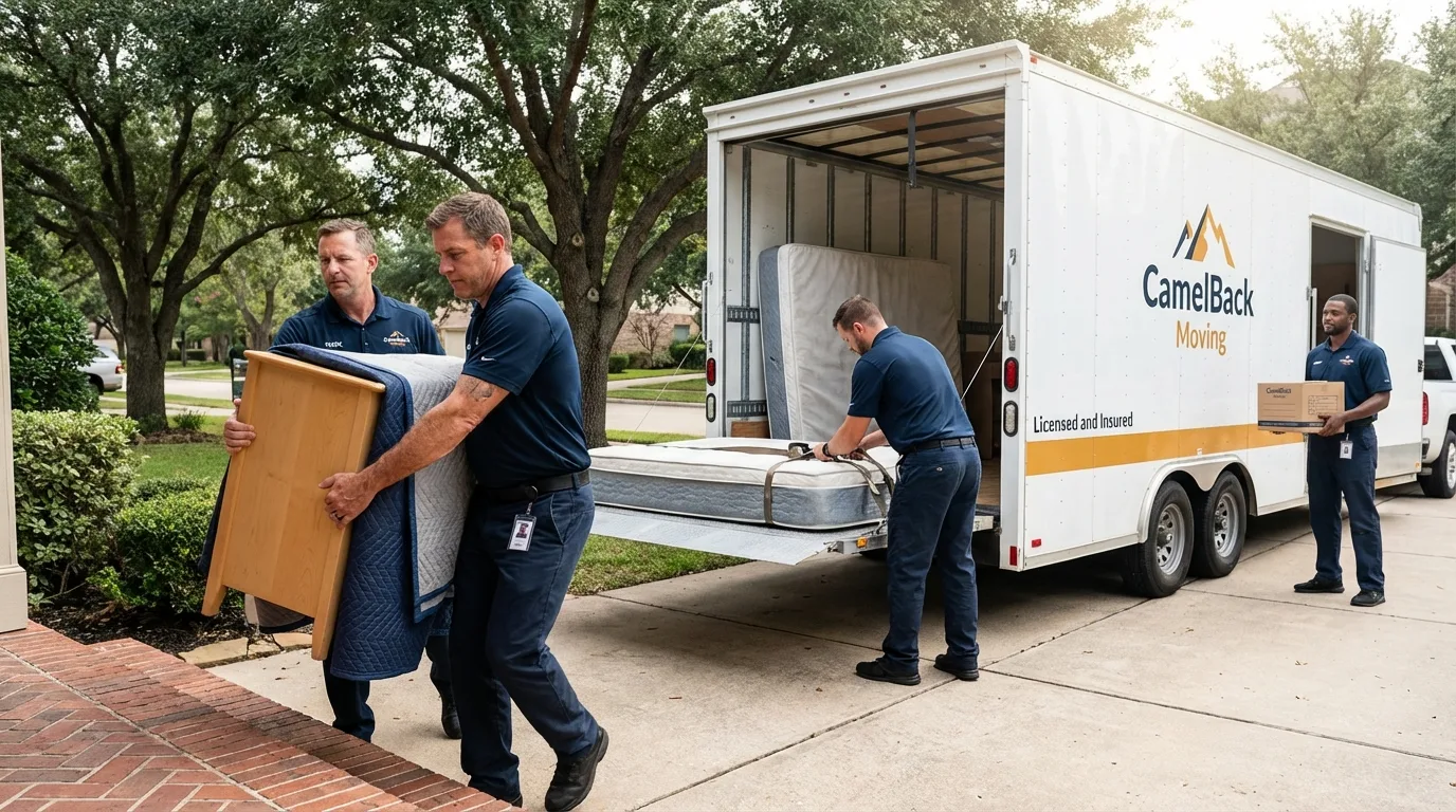 Crew loading residential truck for cross-state move from Dunstable, MA